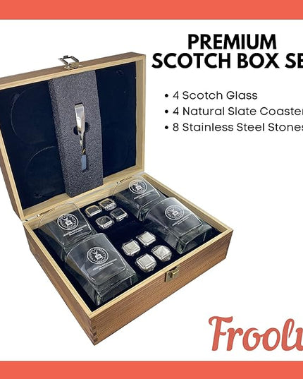 Personalized Military Sets - Custom Engraved Decanter & 4 Scotch Glasses - Army, Navy, Air Force, Coast Guard - Active Duty & Veterans (Sq. Scotch Glass Set)