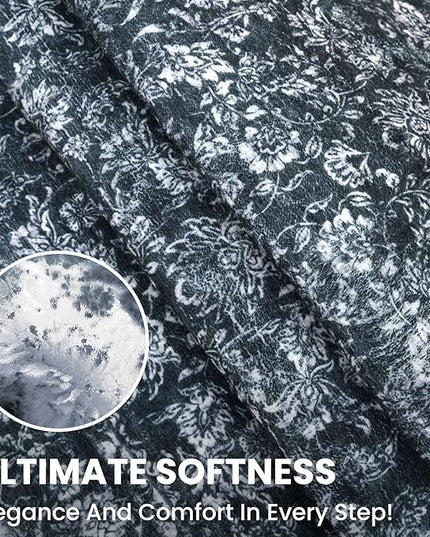 2x8 Washable Runner Rug for Hallways, Black Soft Classic Kitchen Rugs with Non-Slip, Non-Shedding Distressed Floral Carpet for Hallways Entryway Bedroom Bathroom Laundry Indoor