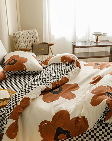 Houseri Terracotta Sunflower Comforter Set Full Foral Bedding Soft Comfy Comforter Quilts