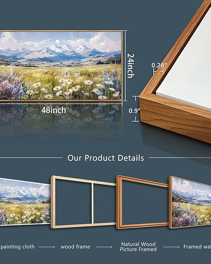 QIYILEXWART Large Wall Art For Bedroom Wall Decor For Living Room Office Decoration Range Grassland Landscape Painting Watercolour Pictures Canvas Artworks Ready To Hang Home Decor Wood Framed