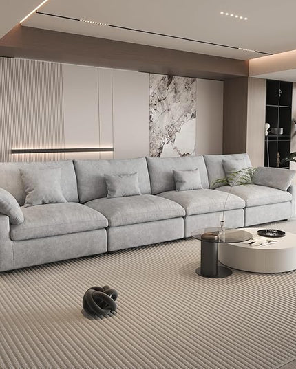 WJShome 160" Cloud Couch Sectional for Living Room, Down Filled Modular Sectional Sofa,4 Seater Convertible Couch, Sofa Covers Washable&Replaceable,Gray