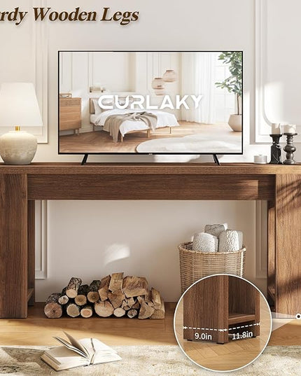 71" Extra Long Console Table, Wood Farmhouse Entryway Table, Plank and Beam Console Tables for Living Room, Entry, Entrance, Behind Couch, Hallway, Foyer, Narrow Sofa Tables for Front Doo