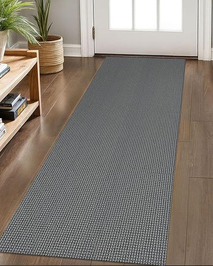 KOZYFLY Runners for Hallways 2x6 ft Washable Kitchen Runner Non Slip Rubber Backed Hall Runners Cotton Entryway Runner Rugs Floor Carpet for Indoor Backdoor Bedroom Kitchen, Grey/Dark Grey