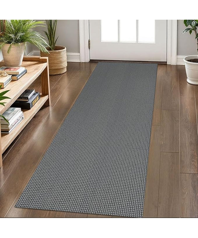 KOZYFLY Runners for Hallways 2x6 ft Washable Kitchen Runner Non Slip Rubber Backed Hall Runners Cotton Entryway Runner Rugs Floor Carpet for Indoor Backdoor Bedroom Kitchen, Grey/Dark Grey
