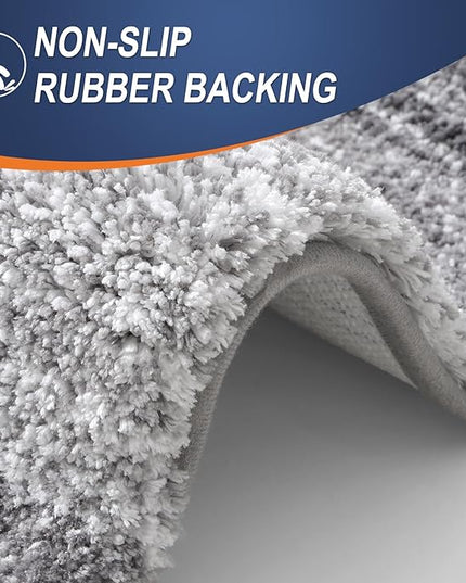 OLANLY Bathroom Rug Set 2 Piece, Soft Absorbent Microfiber Bath Rug Set, Non-Slip, Machine Wash Dry, Plush Shaggy Bath Mats for Bathroom (47"x20"+24"x16", Grey)