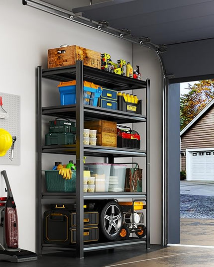 72" H Garage Shelving 5 Tier Shelving Unit, 3500Lbs Adjustable Metal Garage Storage Shelves Heavy Duty for Basement, Warehouse, Kitchen, Pantry (720'H X 39.4''W X 13.8''D)
