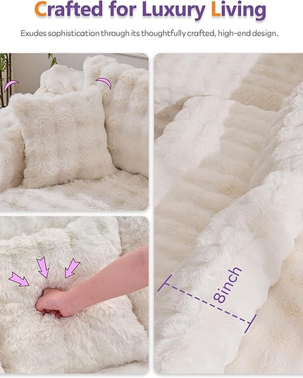 TYBOATLE 107’’ Boneless Slow-Rebound Memory Foam Couch, Cloud Sectional Couches for Living Room w/Upgraded Fabric, Deep Seat Comfy Fluffy L Shaped Modular Sectional Sofa