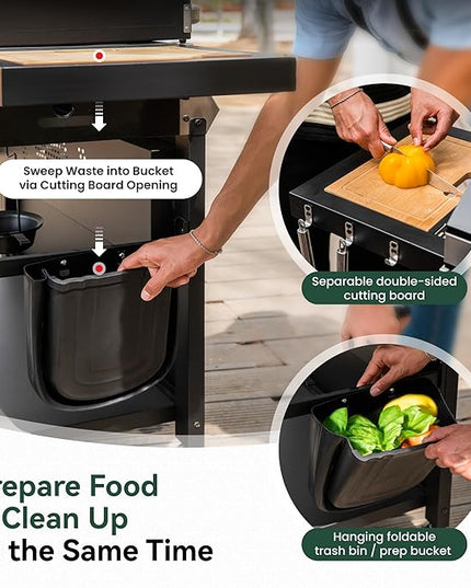 5 Burner Griddle Grill Combo, 2 in 1 Propane Gas BBQ Grill with Porcelain-Enameled Cast Iron Grates & Pan, Outdoor Flat Top Griddle, 695 Sq. In. Propane Barbecue Grill for Patio Backyard Balcony