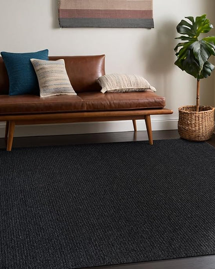 Beverly Rug Non-Slip Modern Rug 5x7 Solid Traditional Rubber Backing Machine Washable Soft Thin Indoor Area Rugs for Living Room Stain Resistant Non Shedding Casual Carpet (5 x 7 Dark Gray)