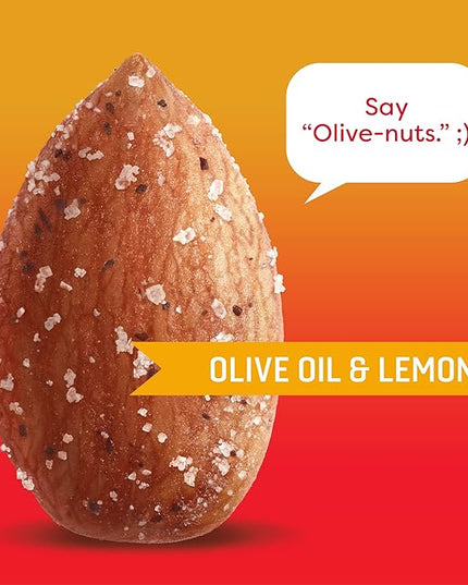 Octonuts Dry Roasted Olive Oil & Lemon Almonds – 16oz Resealable Bag - Healthy Snack for Adults and Kids - Plant Protein with Fiber, Calcium & Iron - Low Carb, Low Calorie - Non-GMO, Gluten Free Snacks