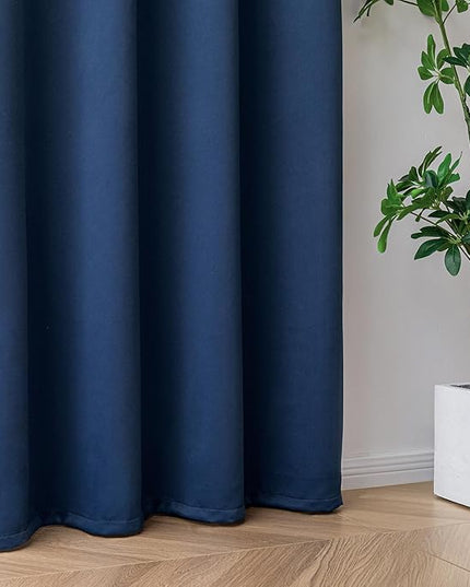 Blackout Curtains 84 Inch Length 2 Panels Set, Black Out Curtains for Bedroom 84 Inch Long, Grommet Energy Saving Room Darkening Drapes for Living Room Window Navy Blue(W52 x L84)