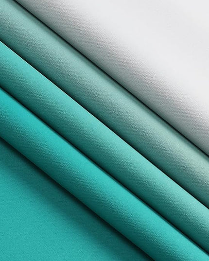 Estelar Textiler Gradient Blackout Curtains 2 Panel for Living Room, Full Light Blocking Thermal Insulated Grommet Window Ombre Drapes for Bedroom 63 Inch Length, Teal and Greyish White, 52Wx63L