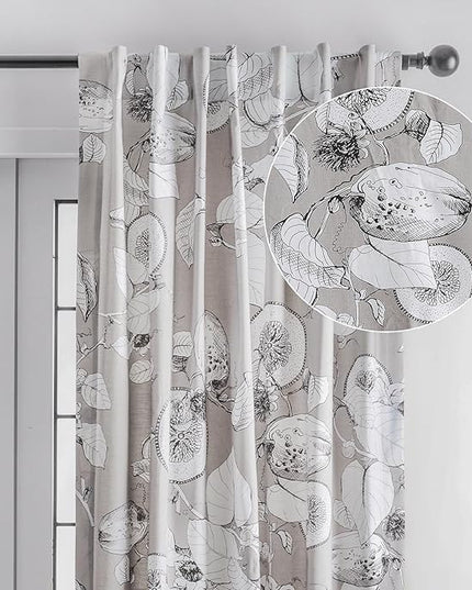 Maison d' Hermine Curtains for Living Room 100% Cotton 108 inch Length One Panel Light Filtering Curtains for Bedroom Windows with Rod and Loop Pockets Drapes (Manon Grey, 50" W x 108" L)