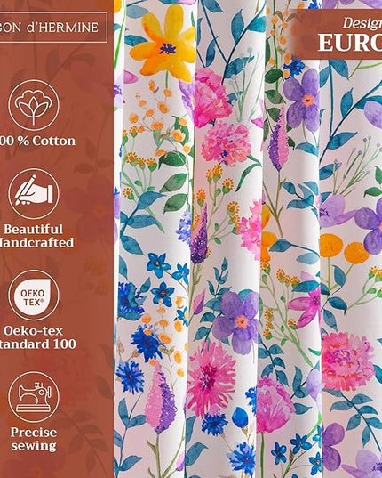 Maison d'Hermine Curtains for Living Room 100% Cotton 84 inch Length One Panel Window Curtains for Bedroom with Loop & Rod Pockets - Maia, 50" W x 84" L
