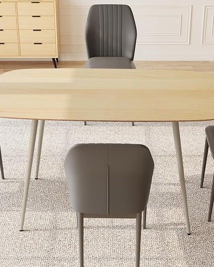 47.2'' Modern Solid Wood Dining Table Set for 4 with Scratch-Resistant Surface & 4 Black Leather Chairs - Cat-Friendly Kitchen Dining Room Furniture Set