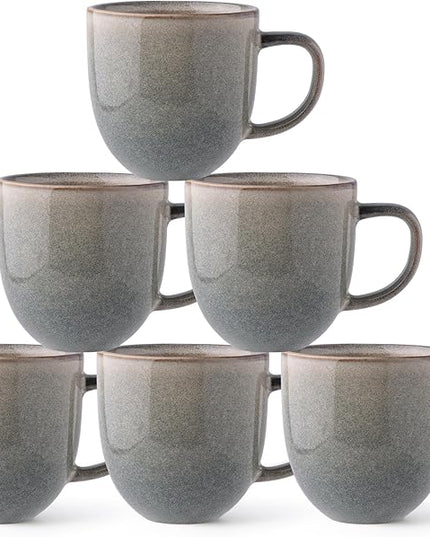 AmorArc 12oz Coffee Mugs, Ceramic Coffee Mugs set of 6 for Man, Woman, Dad, Mom, Modern Coffee Cups with handle for Latte/Cappuccino/Milk/Cocoa. Dishwasher&Microwave Safe, Reactive Glaze