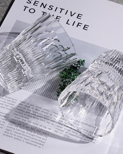 KAMMAK Crystal Whiskey Glasses Set of 2, Handcrafted 6.09oz Old Fashioned Glasses Stemless, Luxury Cocktail Glasses, Hand Blown Scotch Cup for Women, Men Gift for Rocks, Bourbon, Bar Barware
