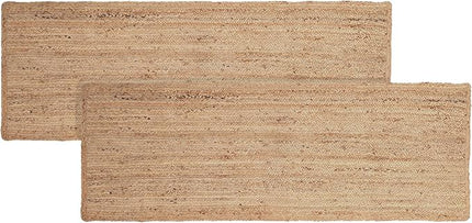 REDEARTH · Area Runner Rug - 2'x6' Braided Natural Jute with Non-Skid Backing - Handwoven Rectangular Boho Rug for Bedroom, Kitchen, Living Room Aesthetic Home Decor - Handmade Carpet, Set of 2