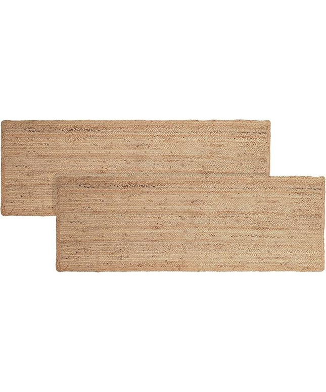 REDEARTH · Area Runner Rug - 2'x6' Braided Natural Jute with Non-Skid Backing - Handwoven Rectangular Boho Rug for Bedroom, Kitchen, Living Room Aesthetic Home Decor - Handmade Carpet, Set of 2