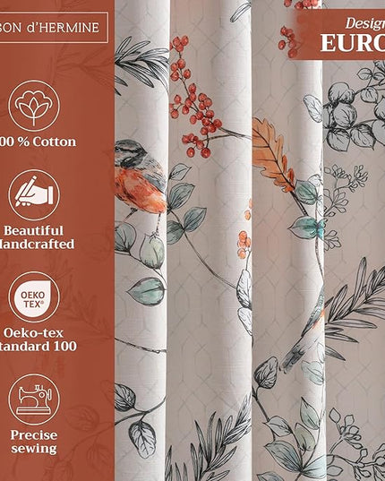 Maison d' Hermine Curtains for Living Room 100% Cotton 84 inch Length Two Panels Light Filtering Curtains for Bedroom Windows with Rod and Loop Pockets Drapes (Whitish Shabby Chique, 50" W x 84" L)