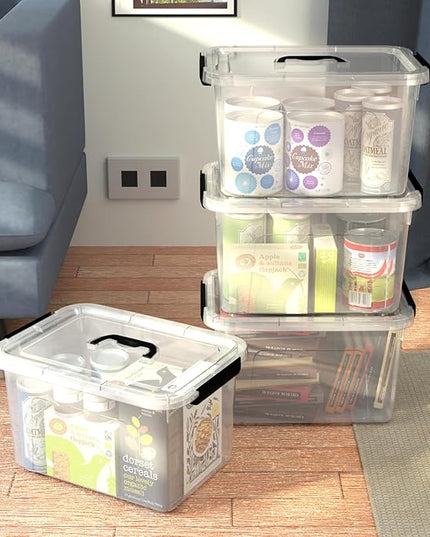 4-Pack 17.5 Quart Plastic Storage Bins with Lids, Stackable Storage Organizing Box with Handle, Clear