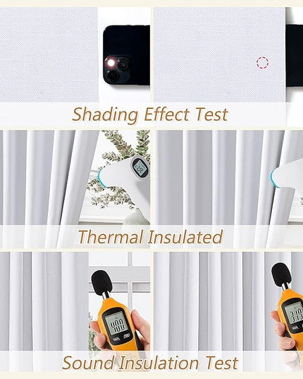 Guken White Linen Blackout Curtains 70 Inch Wide by 108 Inch for Living Room Bedroom Back Tab Thermal Insulated 100% Black Out Linen 1 Drapes Room Darkening Window Curtains White,1 Panel