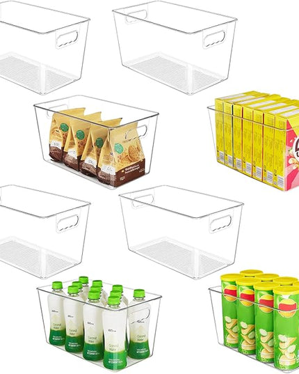 YIHONG Clear Plastic Storage Bins, 8 Pack Pantry Organizer Bins with Handle for Kitchen, Freezer,Cabinet,Closet Organization and Storage(XL)