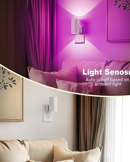 JandCase Color Night Light, LED Night Lights Plug into Wall, Color Changing Nightlight RGB with Light Sensor,Kids Gifts, Halloween, Christmas, Holiday, Hallway Bedroom Kids Room, 2 Pack