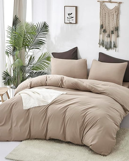 CLOTHKNOW Khaki Queen Comforter Set Cream Coffee Bedding Comforter Sets Soft Taupe Queen Comforter All Season Wheat Tan Comforter Sets Queen