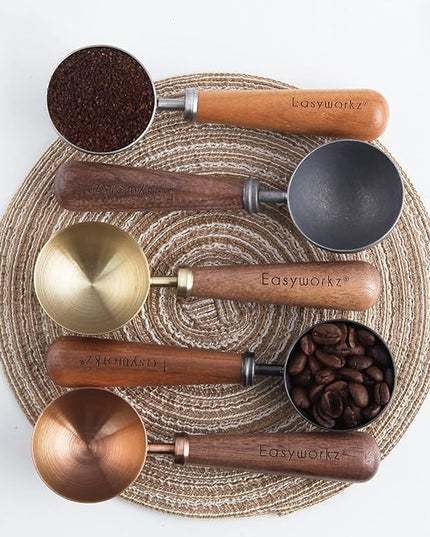 Easyworkz Retro Stainless Steel Coffee Spoon With Black Walnut Handle,10g - Measuring Spoon (Gunmetal)