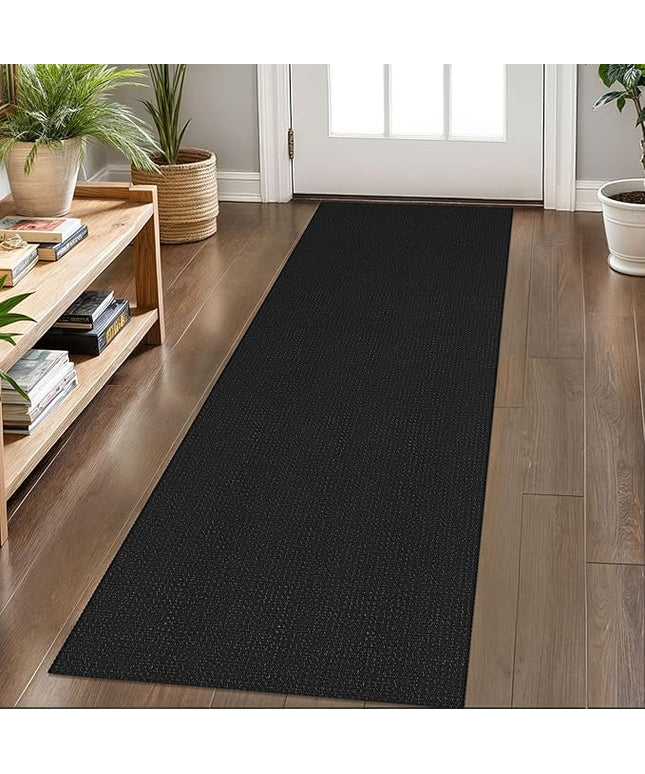 KOZYFLY Runners for Hallways 2x6 ft Washable Kitchen Runner Non Slip Rubber Backed Hall Runners Cotton Entryway Runner Rugs Floor Carpet for Indoor Backdoor Bedroom Kitchen, Black/Dark Grey