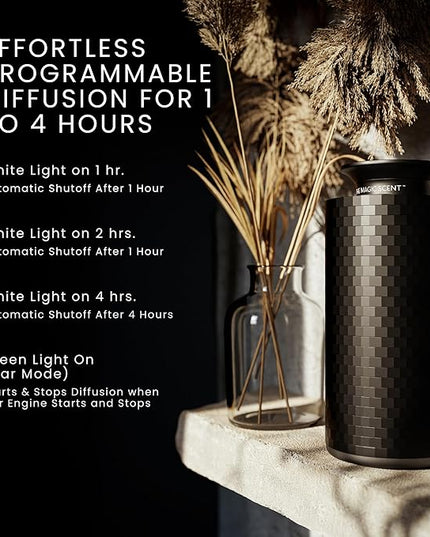 The Magic Scent Mini USB Car Diffuser - Waterless Scent Machine for Home & On-The-Go - Intensity Control & Timer - Waterless Oil Diffuser - Rechargeable Car Air Freshener Diffuser up to 400 sq. ft.