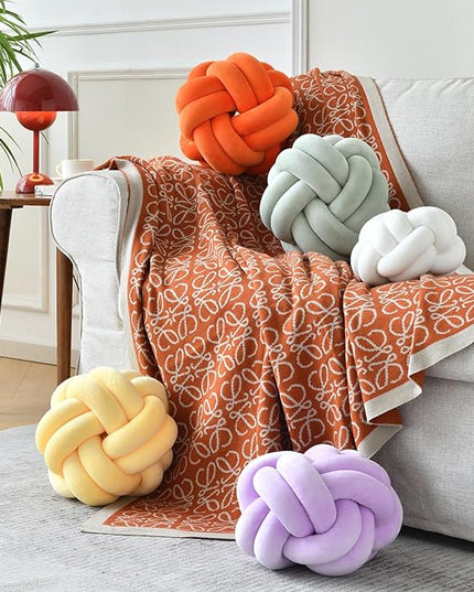 Knot Ball Pillow, Round Decorative Throw Pillows Cushion, 8 Inch Sage Green Soft Plush Knotted Pillows Pillow, Modern Home Throw Knot Decorative Cushion