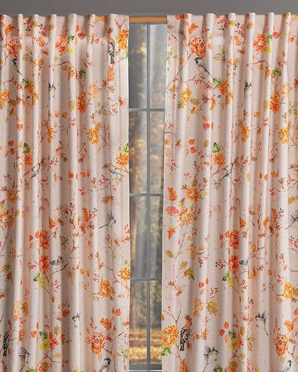 Maison d' Hermine Curtains for Living Room 100% Cotton 124 inch Length Two Panels Light Filtering Curtains for Bedroom Windows with Rod and Loop Pockets Drapes (Kelim Prairie, 50" W x 124" L)