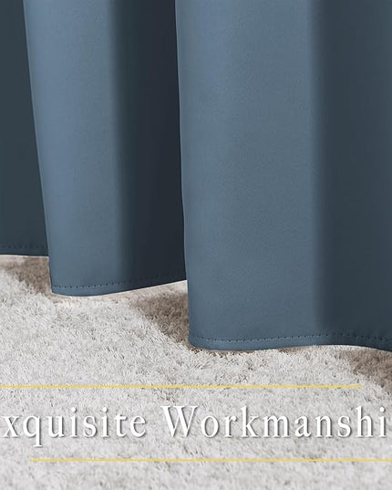 NICETOWN Blackout Curtains & Drapes for Bedroom - Triple Weave Grommet Top Thermal Insulated Light Blocking Panels for Bathroom/Living Room, Smoky Blue, W34 x L50, Set of 2