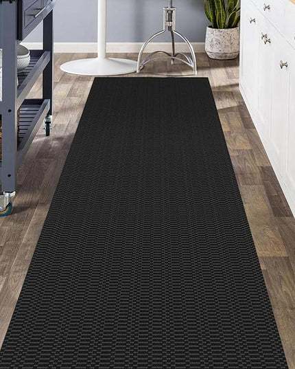 KOZYFLY Washable Runner Rug 3x8 ft Hallway Kitchen Runner Rugs with Rubber Backing Bobo Entryway Runner Indoor, Carpet Runners for Hall Entryway Bedroom, Black/Grey