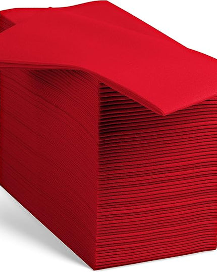 Linen-Feel Colored Paper Napkins - Decortive Cloth-Like Red Dinner Napkins - Soft And Absorbent. For Kitchen, Party, Wedding, Bathroom Or Any Occasion. (Pack of 100)