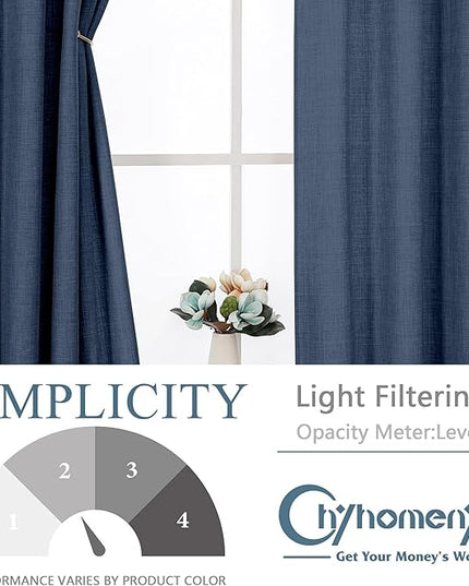 Chyhomenyc Blue Curtains 72 Inches Long 2 Panels for Living Room, Light Filtering Faux Linen Textured Soft Bedroom Window Curtains, Thick Farmhouse Home Decor Grommet Drapes, 40Wx72L, 2PCS