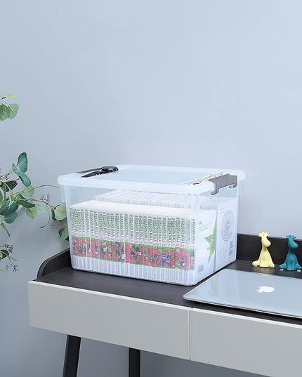 Citylife 32 QT Plastic Storage Bins with Latching Lids Stackable Storage Containers for Organizing Large Clear Storage Box for Garage, Closet, Kitchen, 8 Packs