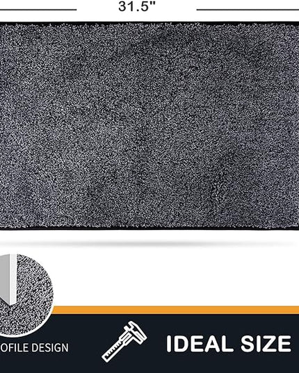 PURRUGS Dirt Trapping Door Mat 20" x 31.5", Non-Slip Machine Washable Entry Rug, Shoe Scraper, Dog Doormat, Super Absorbent Welcome Mat for Front & Back Door, Muddy Shoes & Paws, Bluish Grey-Black