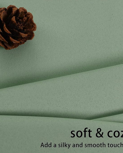 JIUZHEN Light Sage Blackout Curtains with Tiebacks Thermal Insulated, Light Blocking and Noise Reducing Grommet Curtains for and Living Room, Set of 2 Window Curtain Panels, 42 x 45 Inch Length