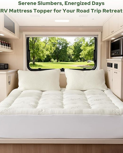 BEDLORE RV Queen Mattress Topper Viscose Derived from Bamboo,Pillow Top Mattress Pad with Stretchable Pockets for 6-18 inches Mattress, Soft Breathable Mattress Topper for Back Pain Relief