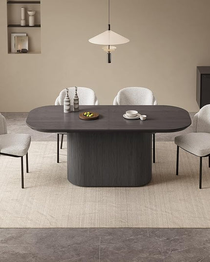 Guyii 5-Piece Oval Dining Table Set, 70" Modern Kitchen Table with 4 Chairs, Indoor Rectangular Dining Room Table for Kitchen, Living Room, Black