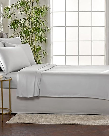 Pure Bamboo Queen Sheets, Genuine 100% Organic Viscose Derived from Bamboo Bed Sheet Set, Luxuriously Soft & Cooling, Double Stitching, 2 Year Quality Promise (Queen, Silver Pearl)