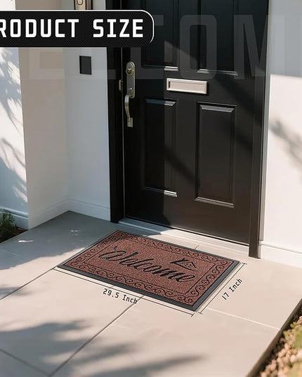 Yimobra Welcome Front Door Mat, Heavy Duty Easy Clean Doormat Indoor Outdoor, Waterproof Quick Dry Floor Mat for Home, Garage, Hign Traffic Areas, Non Slip, Low Profile, 29.5X17 Inches, Maroon