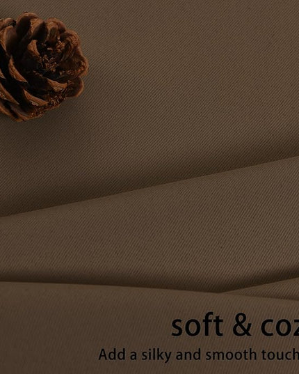 JIUZHEN Brown Blackout Curtains with Tiebacks - Thermal Insulated, Light Blocking and Noise Reducing Grommet Curtains for Bedroom and Living Room, Set of 2 Window Curtain Panels, 60 x 72 Inch Length
