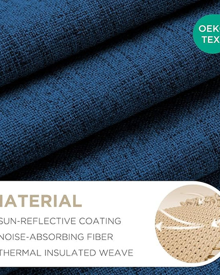 Joydeco Blackout Curtains for Bedroom - 72 Inch Long 100% Light Blocking 2 Panels Navy Blue Drapes, Thermal Insulated Room Darkening Curtains, Linen Textured for Living Room, Rod Pocket & Back Tabs