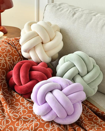 Knot Ball Pillow, Round Decorative Throw Pillows Cushion, 8 Inch Lilac Soft Plush Knotted Pillows Pillow, Modern Home Throw Knot Decorative Cushion
