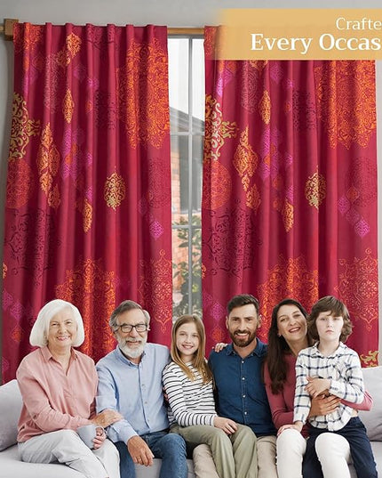 Maison d' Hermine Curtains for Living Room 100% Cotton 124 inch Length Two Panels Light Filtering Curtains for Bedroom Windows with Rod and Loop Pockets Drapes (Versailles, 50" W x 124" L)