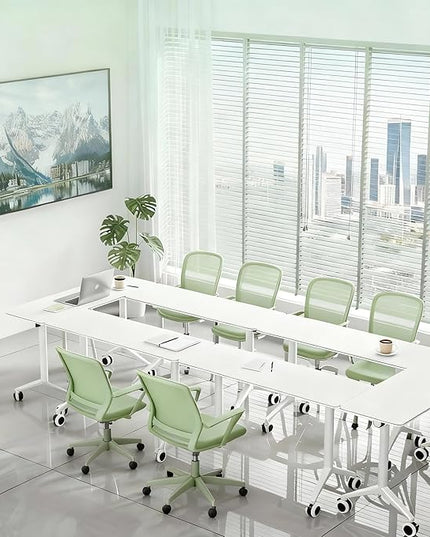 10Pack Folding Conference Table with Wheels & Flip Top - Business Mobile Meeting Table for Office, Training Seminar, Home Use -Space Saving Design, Easy Folding Classroom Table﻿